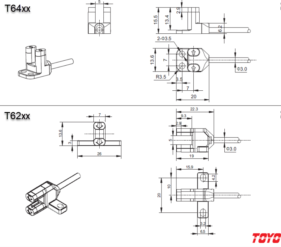 TOYO Limit Sensors CAD Dimensional Drawing