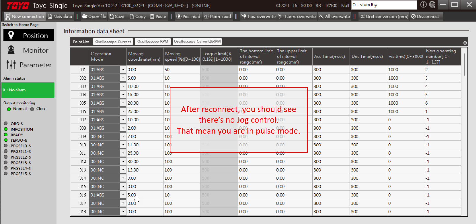 Step 12: Verify successful pulse mode configuration
