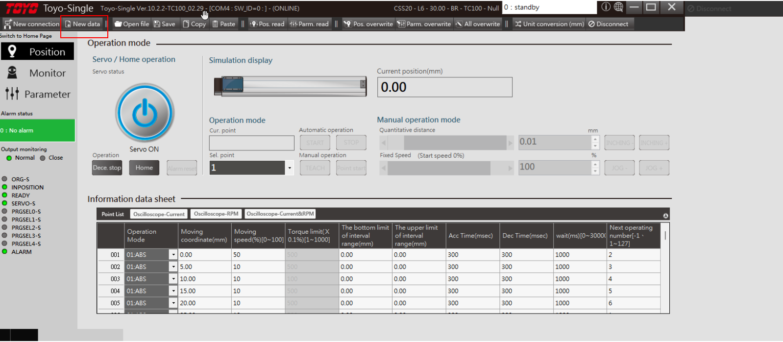Step 4: Select New Data from menus