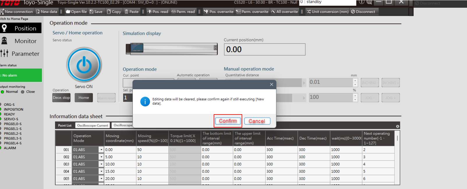 Step 5: Confirm drive parameter modifications