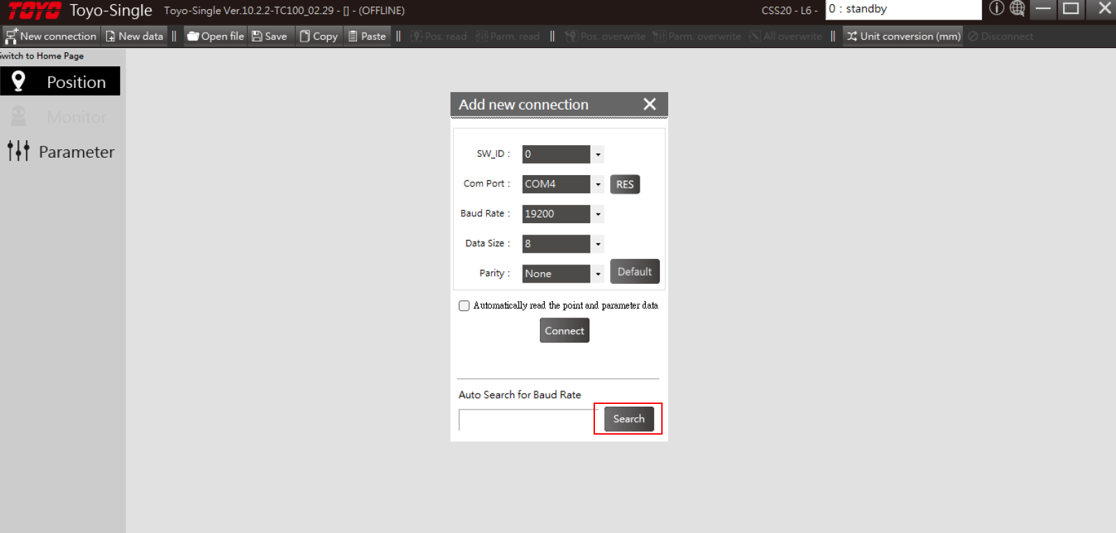 Step 8: Reconnect through searching COM port